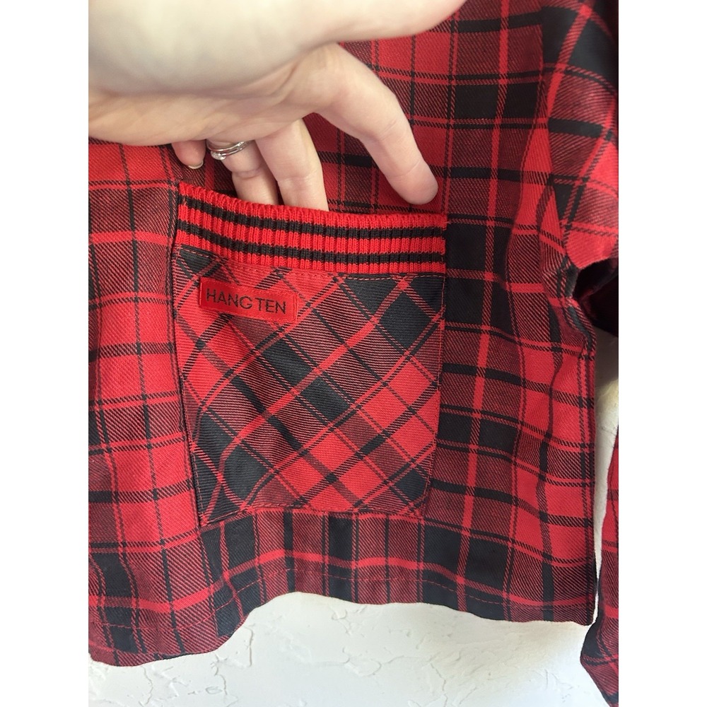 Vintage 90s Y2K Hang Ten Cropped Boxy Plaid Top S Punk Academia Edgy Grunge‎ - Picture 3 of 8